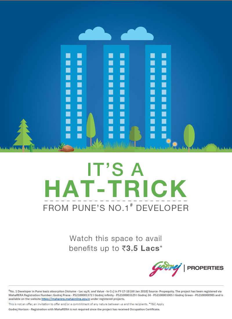 Godrej Properties presenting the Hat-Trick offer on all projects in Pune Update